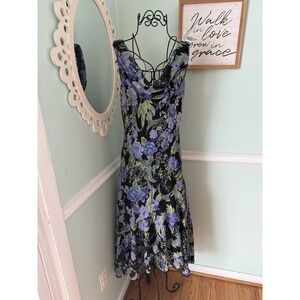 Vtg Connected Y2K  Whimsical Fairy Purple Green Midi Beaded Sequins Dress L